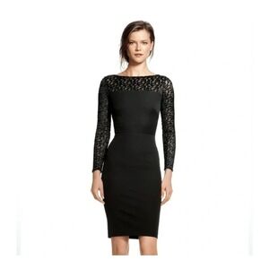 ROLAND MOURET NWT Black Mixed Knit Off-Shoulder Midi Sheath Dress Size 10